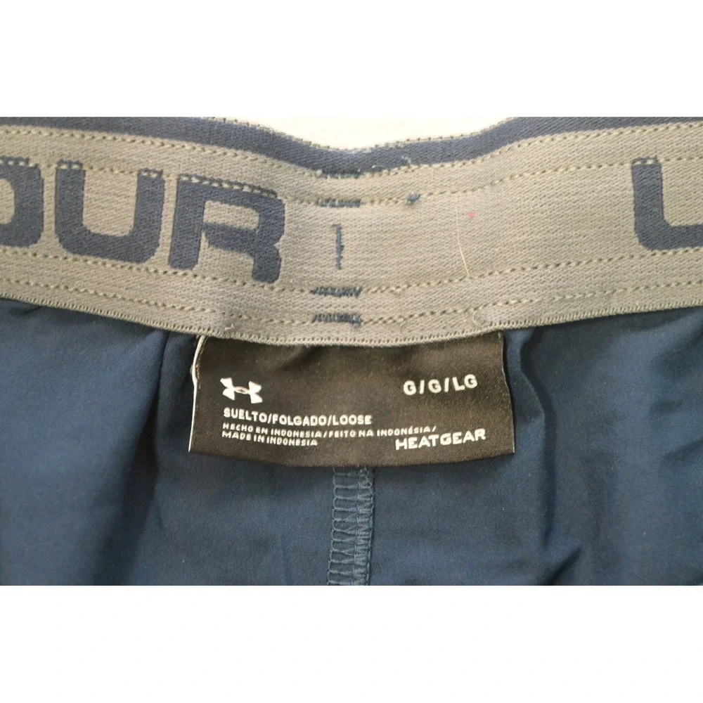 Under Armour HeatGear Athletic Shorts Mens Large Blue Good Graphic Loose‎ Fit